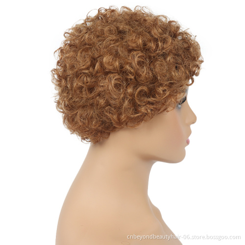 Short Human Hair Wig new Pixie Cut full machine wig For Black Women human hair Pixie curly wig